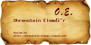 Ohrenstein Elemér névjegykártya